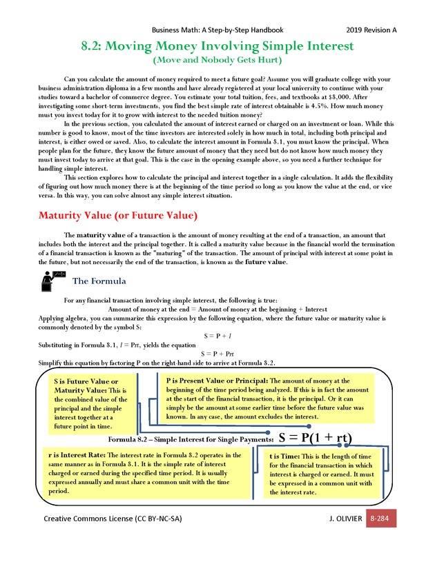BUSINESS MATH: A Step-By-Step Handbook - Page 284