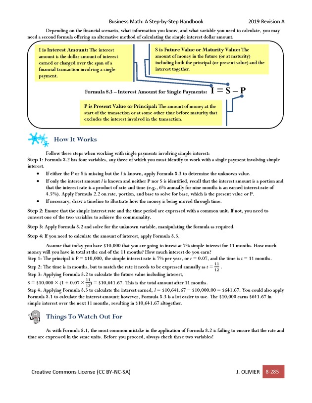 BUSINESS MATH: A Step-By-Step Handbook - Page 285