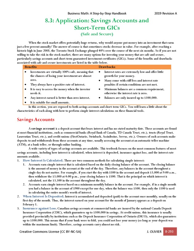 BUSINESS MATH: A Step-By-Step Handbook - Page 293