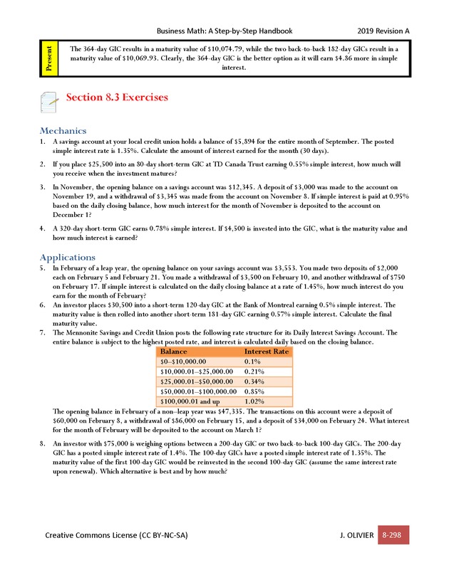 BUSINESS MATH: A Step-By-Step Handbook - Page 298