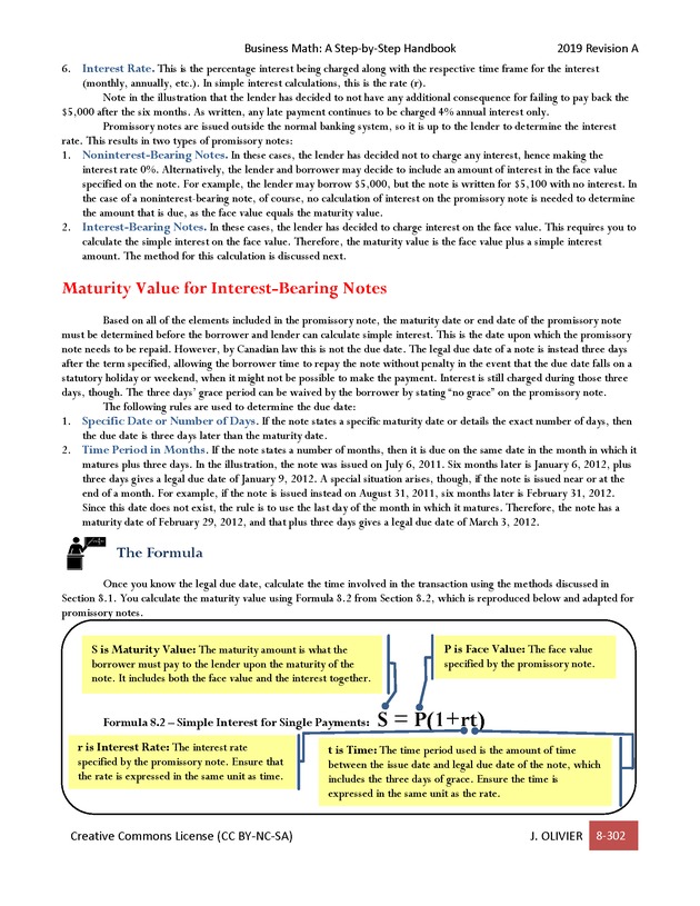 BUSINESS MATH: A Step-By-Step Handbook - Page 302