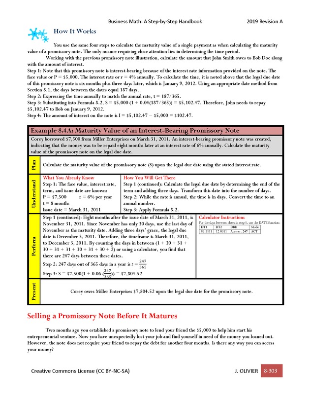 BUSINESS MATH: A Step-By-Step Handbook - Page 303