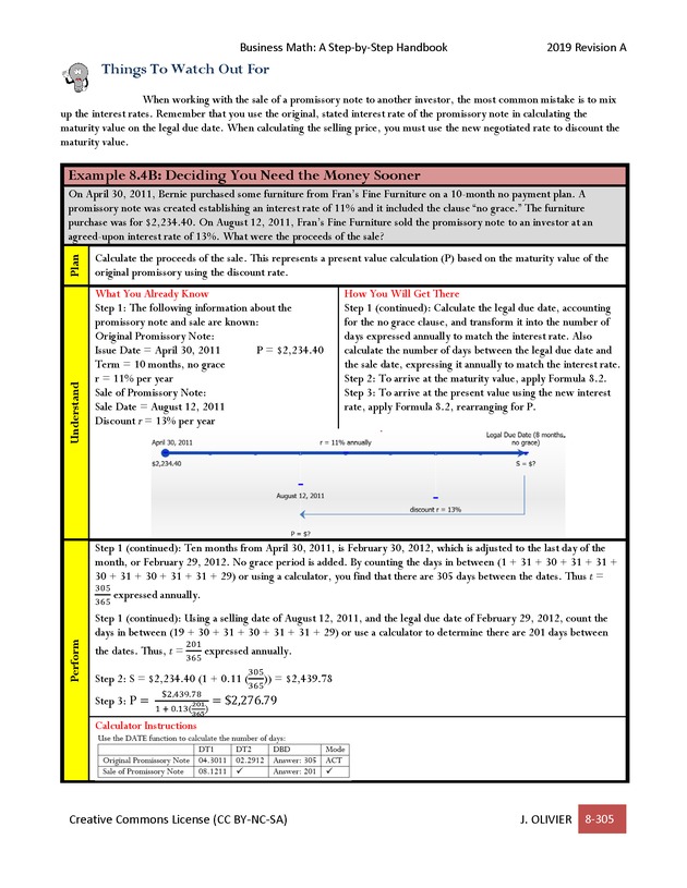 BUSINESS MATH: A Step-By-Step Handbook - Page 305