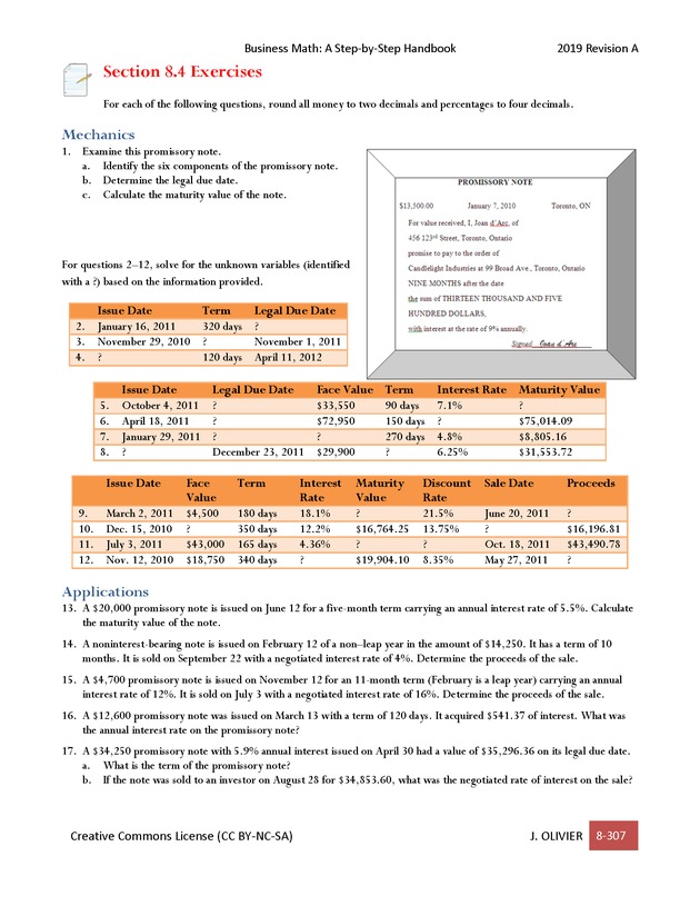 BUSINESS MATH: A Step-By-Step Handbook - Page 307