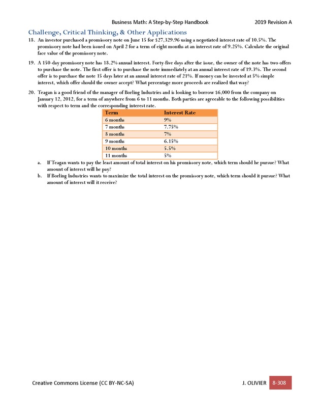 BUSINESS MATH: A Step-By-Step Handbook - Page 308