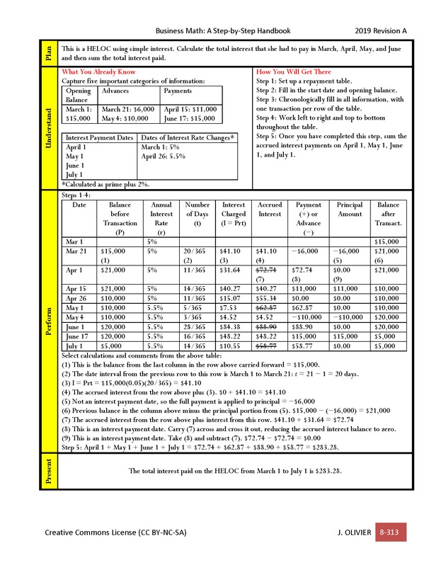 BUSINESS MATH: A Step-By-Step Handbook - Page 313