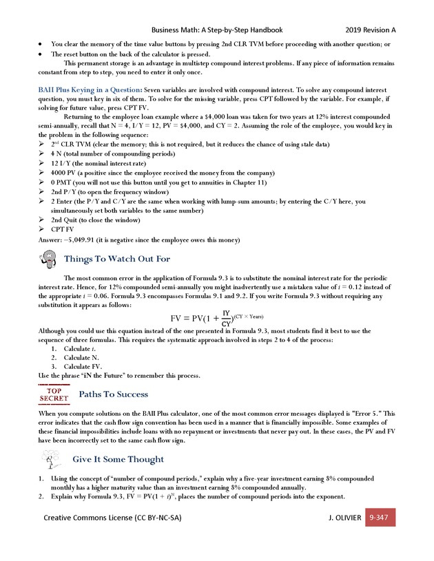 BUSINESS MATH: A Step-By-Step Handbook - Page 347