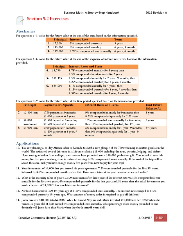 BUSINESS MATH: A Step-By-Step Handbook - Page 354