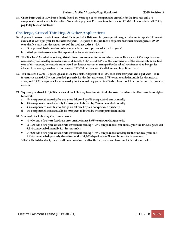 BUSINESS MATH: A Step-By-Step Handbook - Page 355