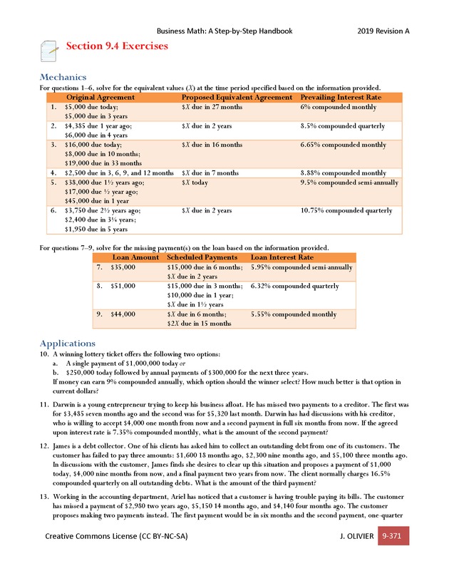 BUSINESS MATH: A Step-By-Step Handbook - Page 371
