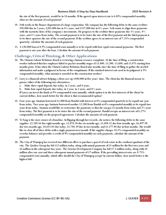 BUSINESS MATH: A Step-By-Step Handbook - Page 372