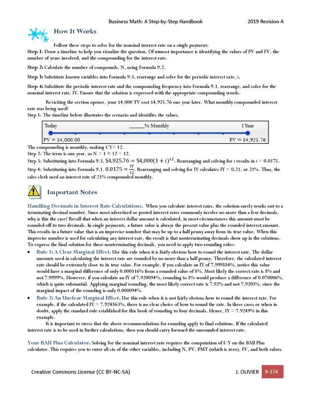 BUSINESS MATH: A Step-By-Step Handbook - Page 374