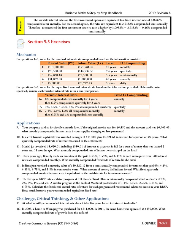 BUSINESS MATH: A Step-By-Step Handbook - Page 379