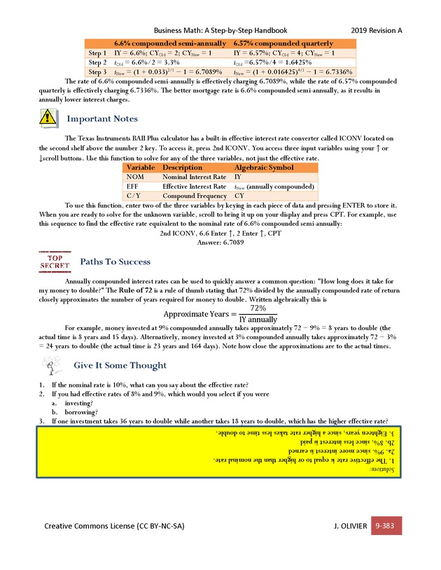 BUSINESS MATH: A Step-By-Step Handbook - Page 383