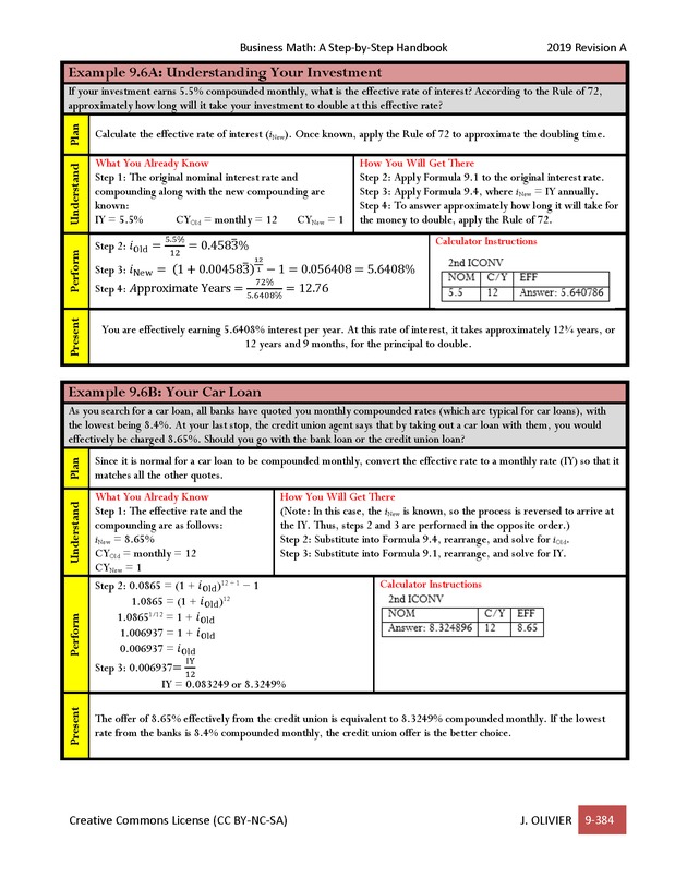 BUSINESS MATH: A Step-By-Step Handbook - Page 384