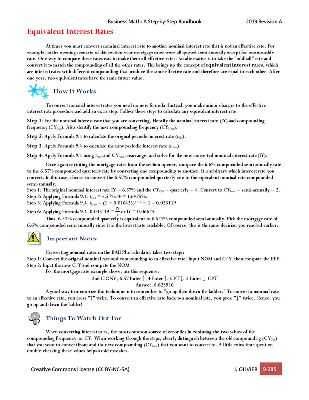BUSINESS MATH: A Step-By-Step Handbook - Page 385