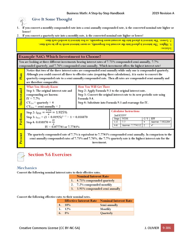 BUSINESS MATH: A Step-By-Step Handbook - Page 386