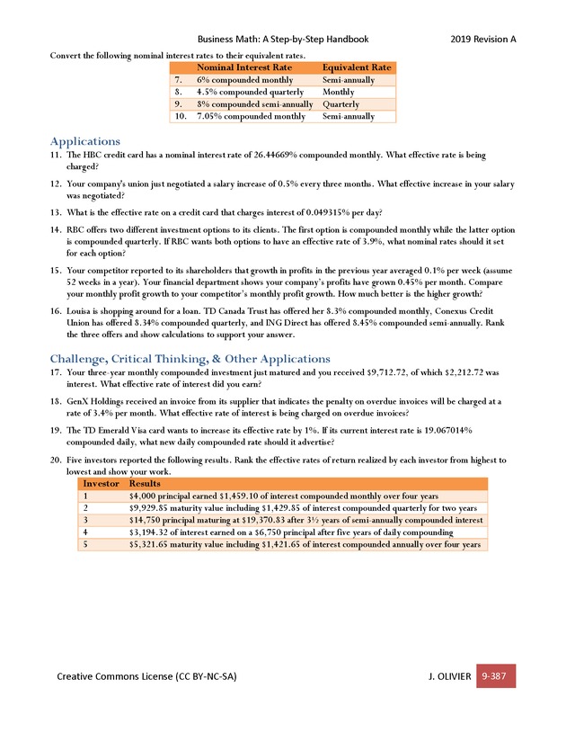 BUSINESS MATH: A Step-By-Step Handbook - Page 387