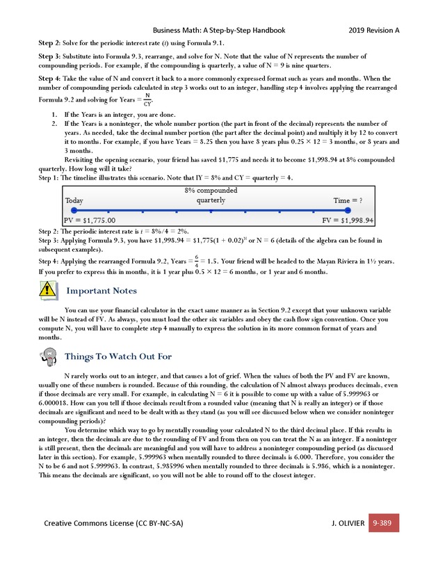 BUSINESS MATH: A Step-By-Step Handbook - Page 389