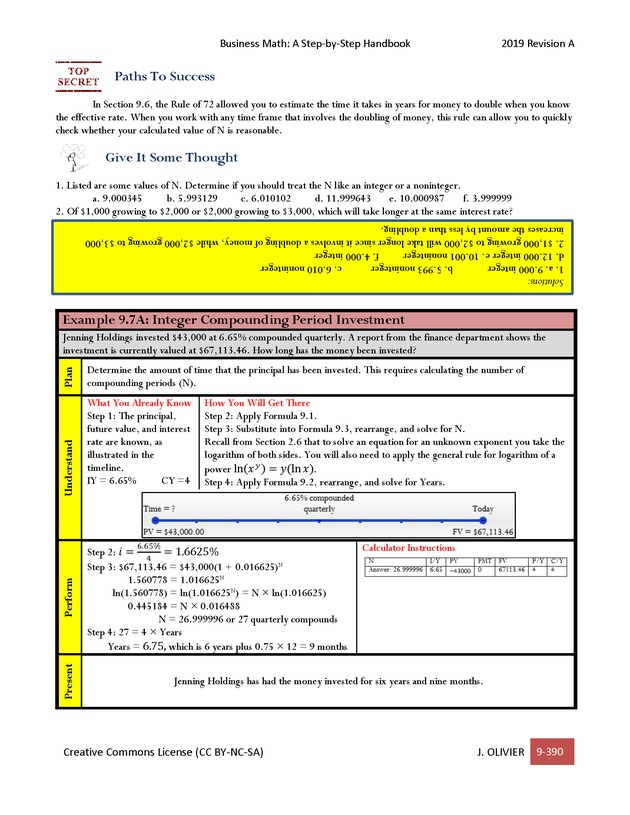 BUSINESS MATH: A Step-By-Step Handbook - Page 390