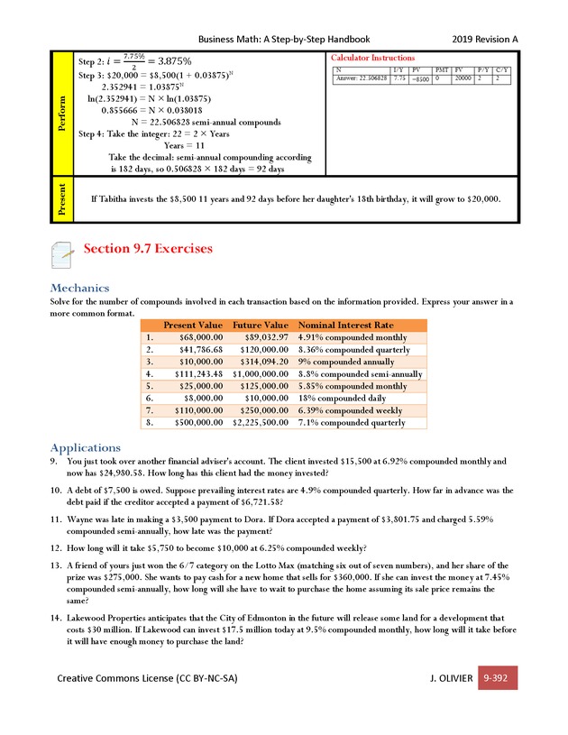 BUSINESS MATH: A Step-By-Step Handbook - Page 392