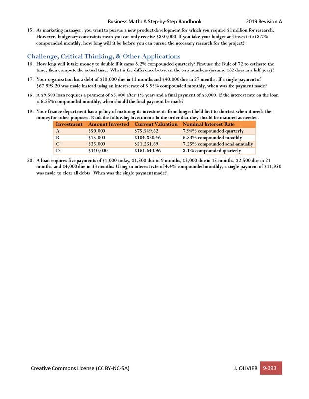 BUSINESS MATH: A Step-By-Step Handbook - Page 393