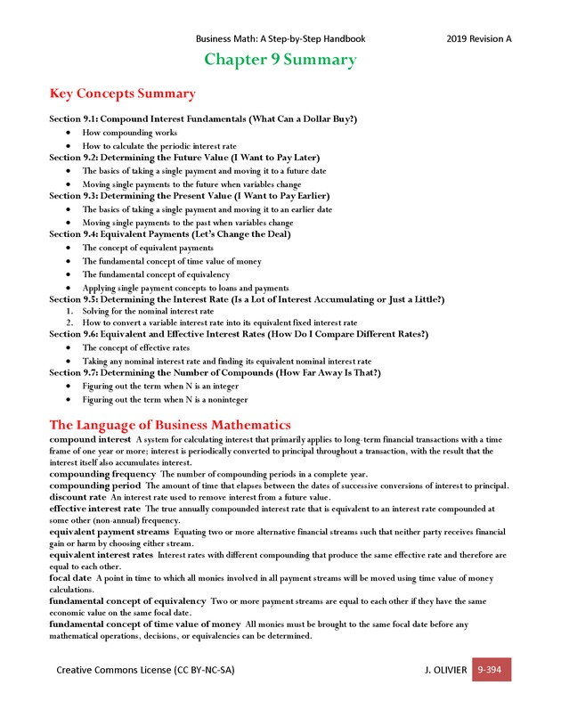 BUSINESS MATH: A Step-By-Step Handbook - Page 394