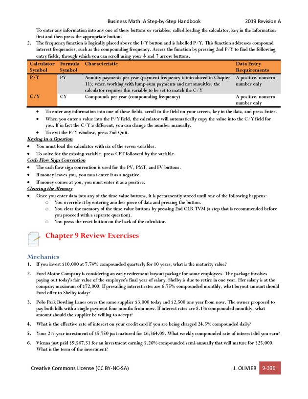 BUSINESS MATH: A Step-By-Step Handbook - Page 396
