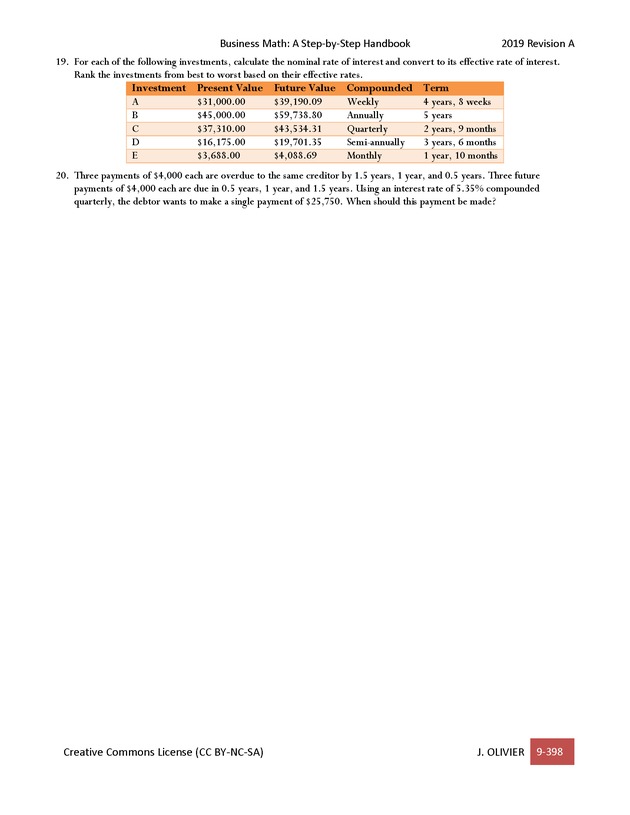 BUSINESS MATH: A Step-By-Step Handbook - Page 398