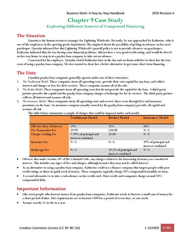 BUSINESS MATH: A Step-By-Step Handbook - Page 399