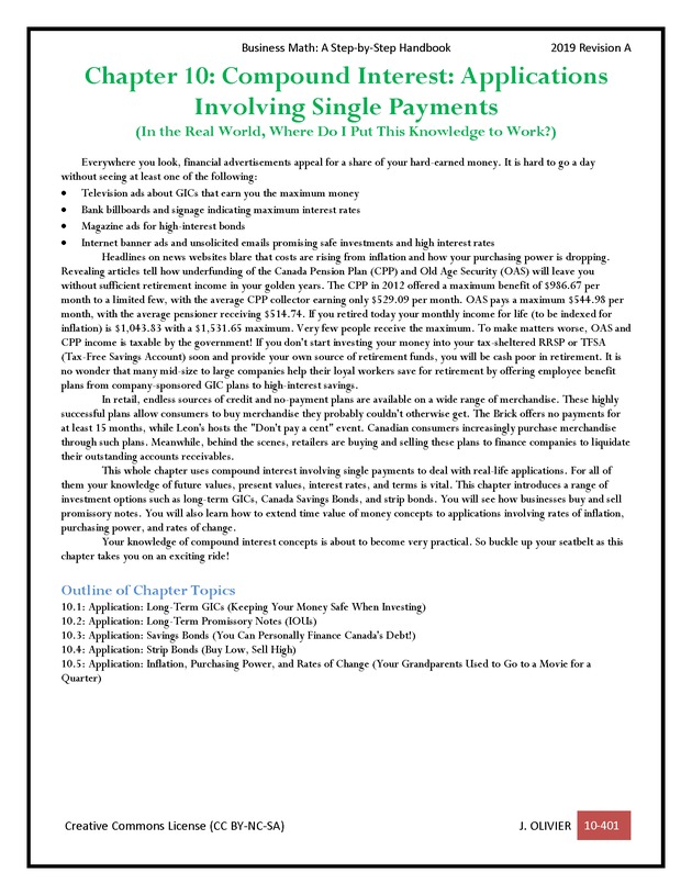 BUSINESS MATH: A Step-By-Step Handbook - Page 401