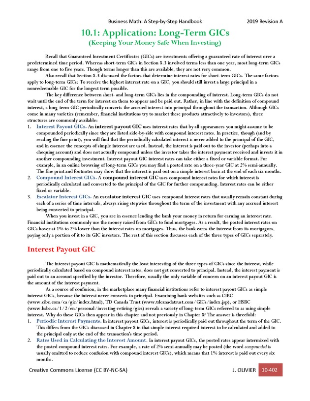 BUSINESS MATH: A Step-By-Step Handbook - Page 402