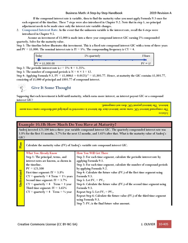 BUSINESS MATH: A Step-By-Step Handbook - Page 405