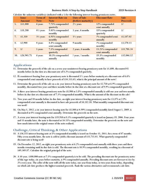 BUSINESS MATH: A Step-By-Step Handbook - Page 417