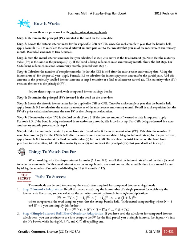 BUSINESS MATH: A Step-By-Step Handbook - Page 421