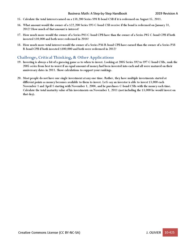 BUSINESS MATH: A Step-By-Step Handbook - Page 425