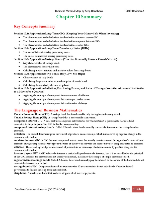 BUSINESS MATH: A Step-By-Step Handbook - Page 442