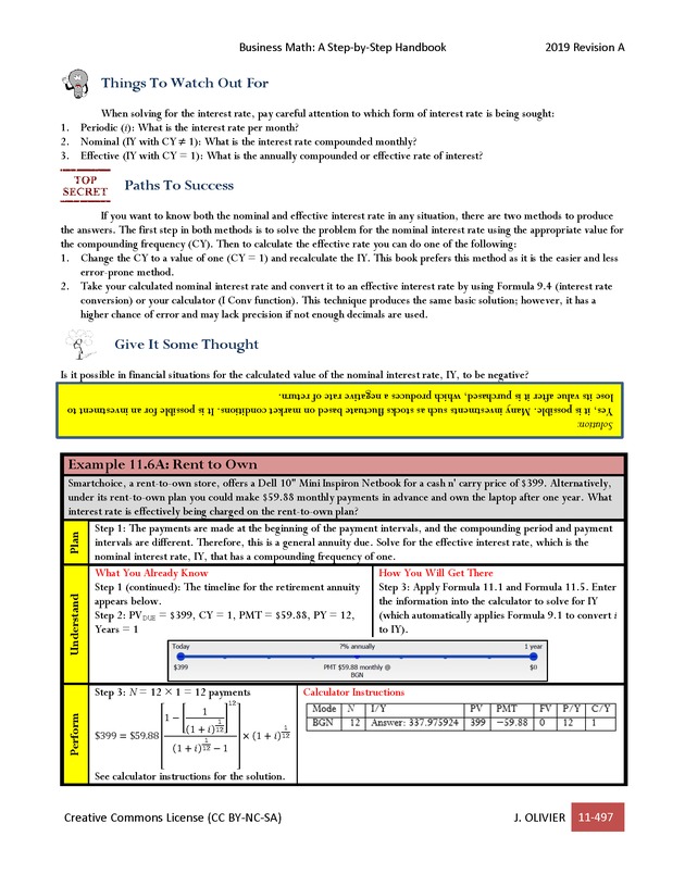 BUSINESS MATH: A Step-By-Step Handbook - Page 497
