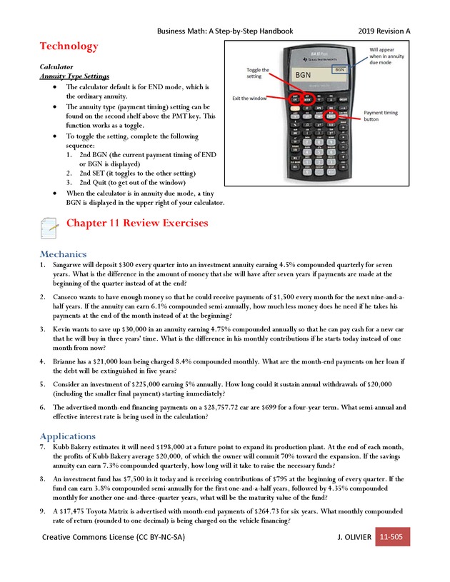 BUSINESS MATH: A Step-By-Step Handbook - Page 505