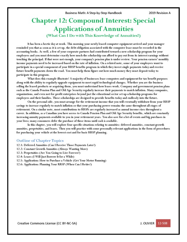 BUSINESS MATH: A Step-By-Step Handbook - Page 508