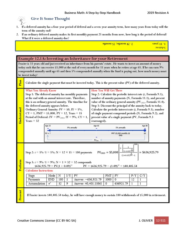 BUSINESS MATH: A Step-By-Step Handbook - Page 511