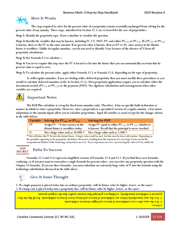 BUSINESS MATH: A Step-By-Step Handbook - Page 526