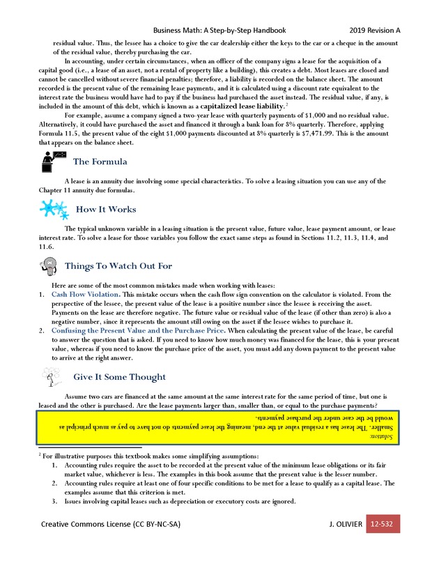 BUSINESS MATH: A Step-By-Step Handbook - Page 532