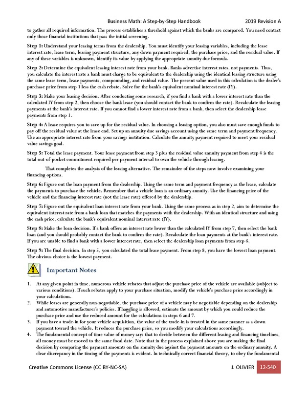 BUSINESS MATH: A Step-By-Step Handbook - Page 540