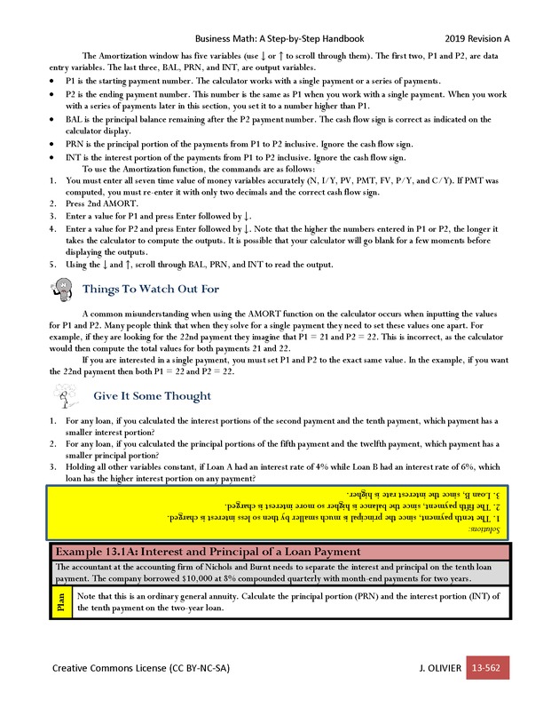 BUSINESS MATH: A Step-By-Step Handbook - Page 562