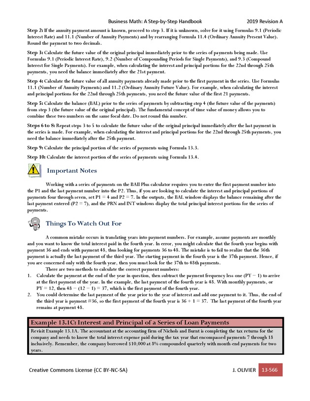 BUSINESS MATH: A Step-By-Step Handbook - Page 566