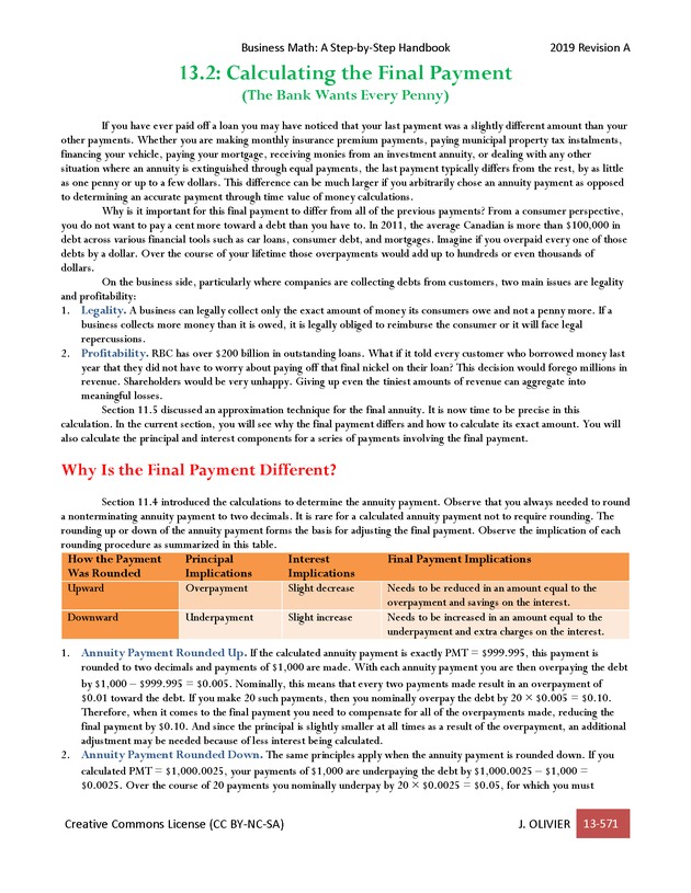 BUSINESS MATH: A Step-By-Step Handbook - Page 571