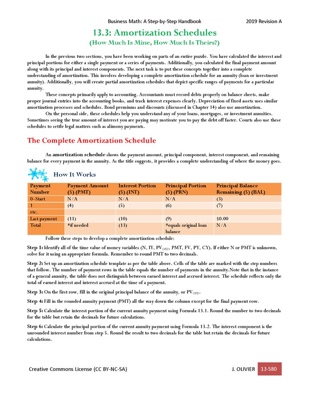 BUSINESS MATH: A Step-By-Step Handbook - Page 580