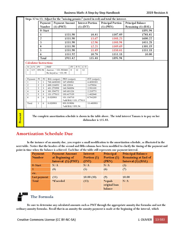 BUSINESS MATH: A Step-By-Step Handbook - Page 583