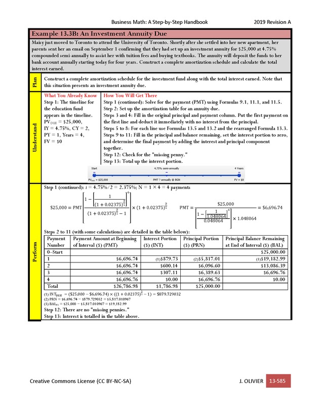 BUSINESS MATH: A Step-By-Step Handbook - Page 585